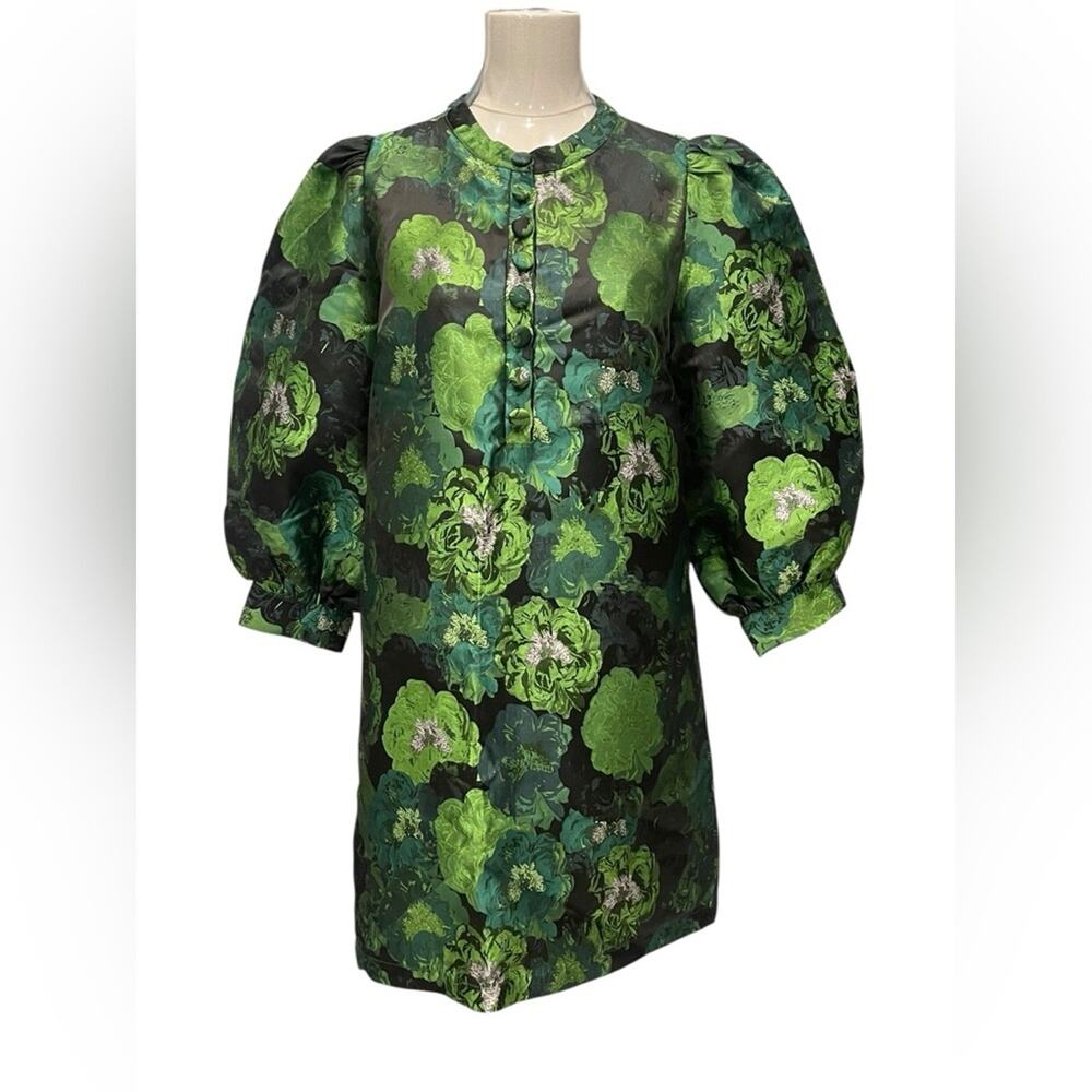 Pomander Place Green Samantha Jacquard Mini Dress Size L